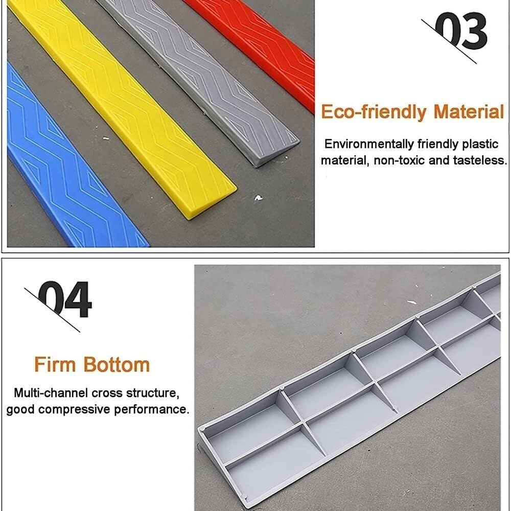 Extra Wide Rubber Wheelchair Ramp for Home, 4' Rise Threshold Ramp with Non-Slip Textured Surface, Red Curb Ramp, 99 x 22 x 10cm