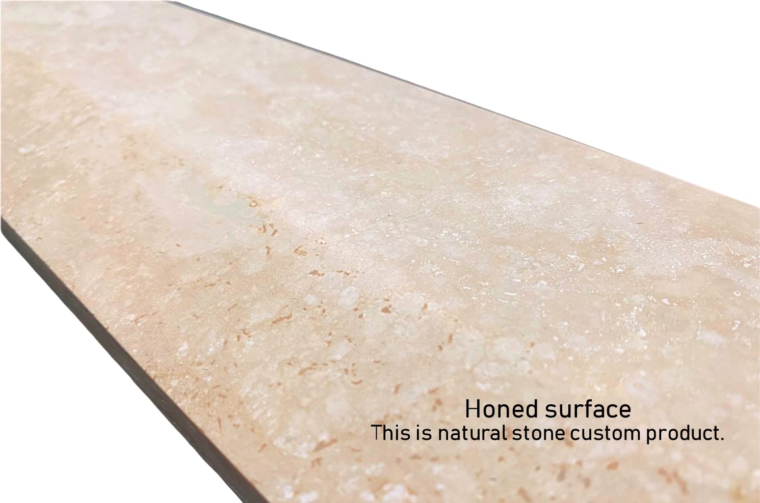 Tenedos Durango Cream Ivory Light Travertine Marble Threshold 4'x36' Single Hollywood Style Filled & Honed Finish for Shower Curb, Doorway, Floor Transition