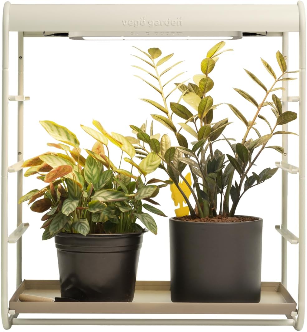 Vego garden 1 Tier Tabletop Metal Corner Plant Stand Indoor with Grow Light, Full Spectrum LED Grow Light, Plant Rack for Seed Starting, Leafy, Herbs, Fruits & Microgreens