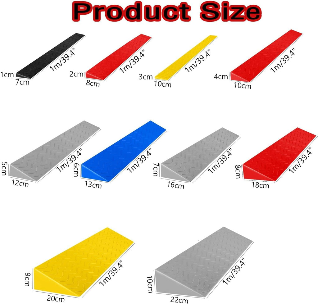 Portable Threshold Ramp for Doorways, Non-Slip Rubber Wheelchair Ramp 1' 2' 3' 4 Inch Rise Home Step Mat Cuttable Shed Ramp for Driveways Curb Garage Entrance(Gray,Height 5CM/1.97IN)