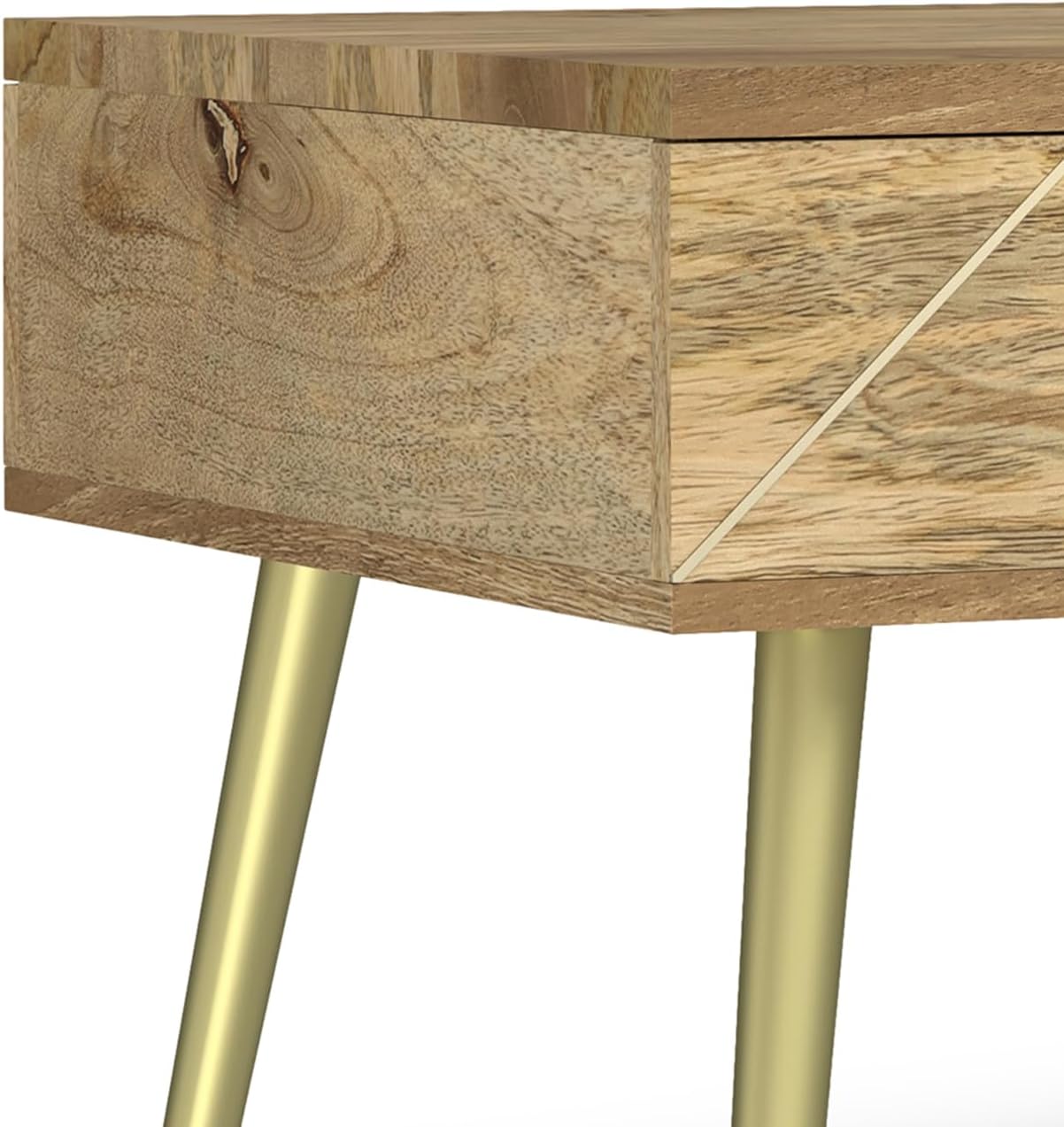 SIMPLIHOME Jager Lift Top Coffee Table - 36 inch Wide Solid Mango Wood Contemporary Modern Cocktail Table in Natural, Stylish Living Room Table with Hidden Storage, Brass Inlay, and Gold Metal Legs