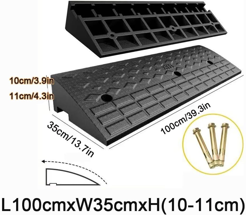 Curb Ramp 1-5'' Rise Wheelchair Ramp Non-Slip Threshold Ramps, Heavy Duty Shed Storage Ramps, Rubber Driveway Ramps for Cars, Motorcycles, Warehouse(100x35x10cm/39.3x13.7x3.9in)