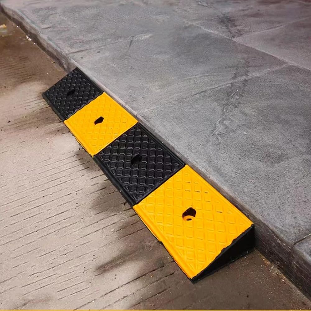 Heavy Duty Driveway Curb Ramps 2' 6' 4' Rise Rubber Wheelchair Ramp Doorway Threshold Ramp, Portable Kerb Ramp for Steps Sidewalk Warehouse(100x25x6 cm (39'x10'x2.4'))