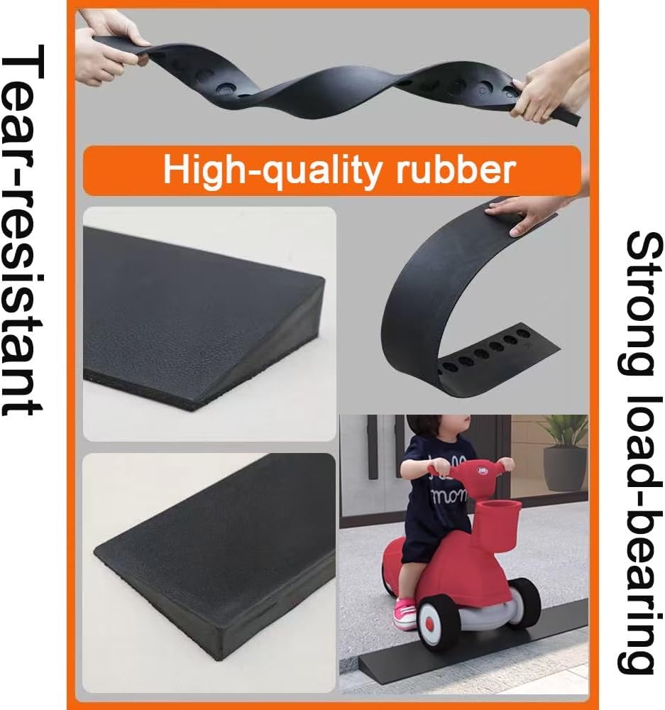 Portable Threshold Ramps For Doorways，Small Steps Curb Ramp，Power Wheelchair Scooter Threshold Ramp Black Heavy-Duty Door Ramp Mat，Entry Ramp Sturdy Rubber(Height: 5.5cm/2.16in)