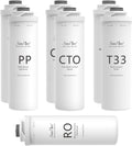 SimPure T1 Series 1-Year Replacement Filter Cartridge Pack Set for Model T1-400 Tankless Reverse Osmosis Water Filter System (2*PP + 2*CTO + 1*RO + 2*T33)