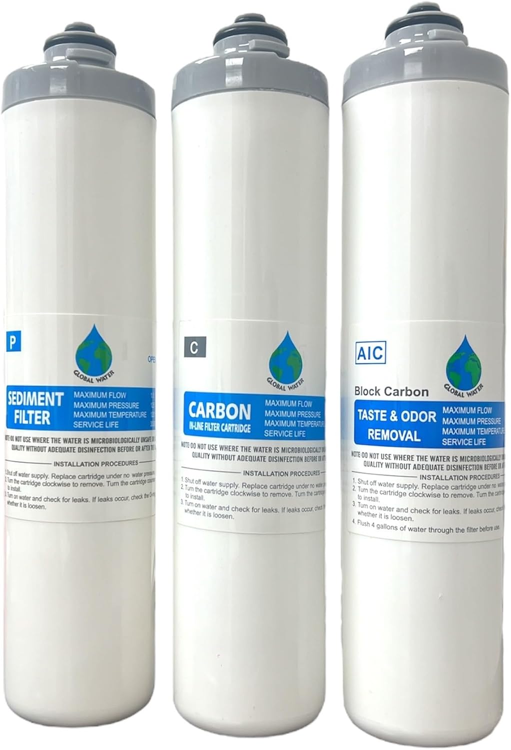 IPW Industries Inc. | GWFILTERS Global Water Replacement Set for Whole House Water Filter – Granular Activated Carbon, Sediment, and Carbon Block Filter Cartridges