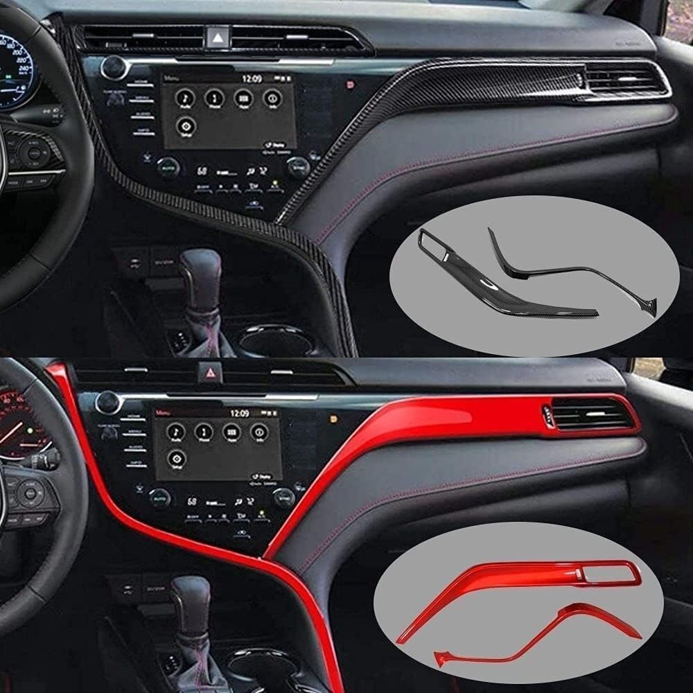 For Toyota Camry LE SE XLE XSE 2018 -2020 Models Carbon Fiber Black plastics ABS Full Set of Car Interiors Instrument Panel Center Console Trim Air Outlet Steering Wheel Cover Car Accessories 10pcs