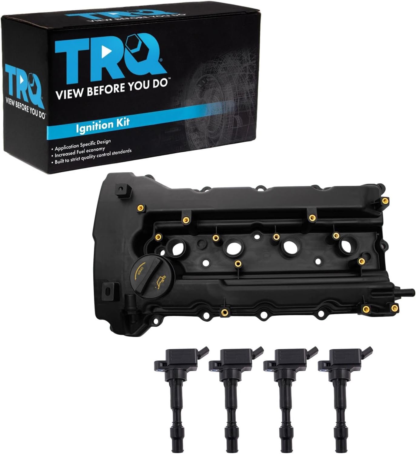 TRQ Ignition Coil Kit 4 Piece Compatible with 2015 Hyundai Sonata 2016 Kia Optima