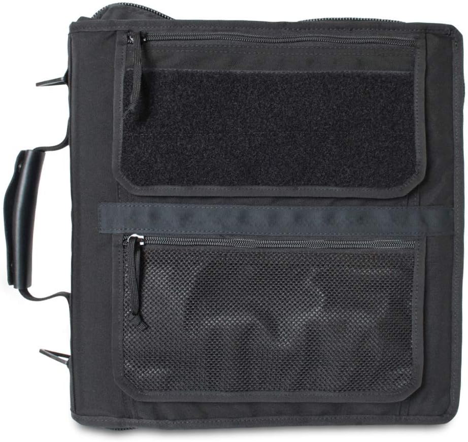 TACTICAL NOTEBOOK COVERS Tactical 3-Ring Binder Cover System | Zippered Padfolio Organizer Bag with Leather Handle | Fits 3' to 4' Binders | Durable Field Use Organizer (Black)