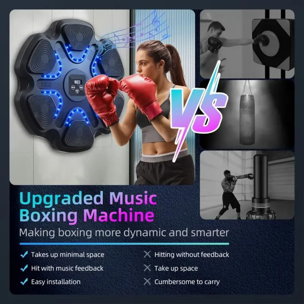 Smart Boxing Training System with LED Feedback, Music Sync, Boxing Gloves, Mobile App Control, All Ages