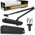 Finsbury Commercial Black Door Closer Automatic Heavy Duty High Traffic Adjustable ANSI/BHMA Grade 1 Standard, UL Listed ADA Compliant Hydraulic Backcheck Delayed Action Latch Speed 1-6 Power (Black)