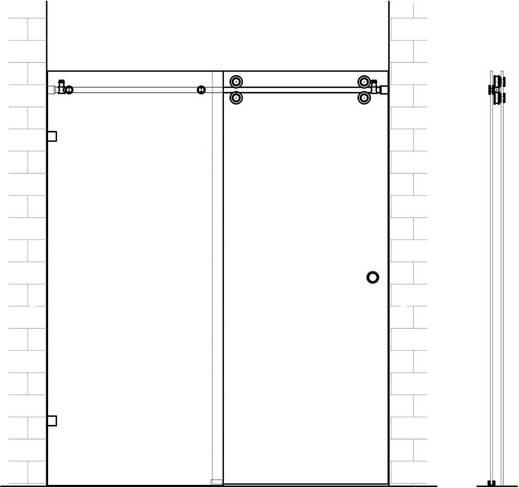 DIYHD 6.6FT Frameless Stainless Steel Sliding Glass Shower Door Hardware,Chrome Finish