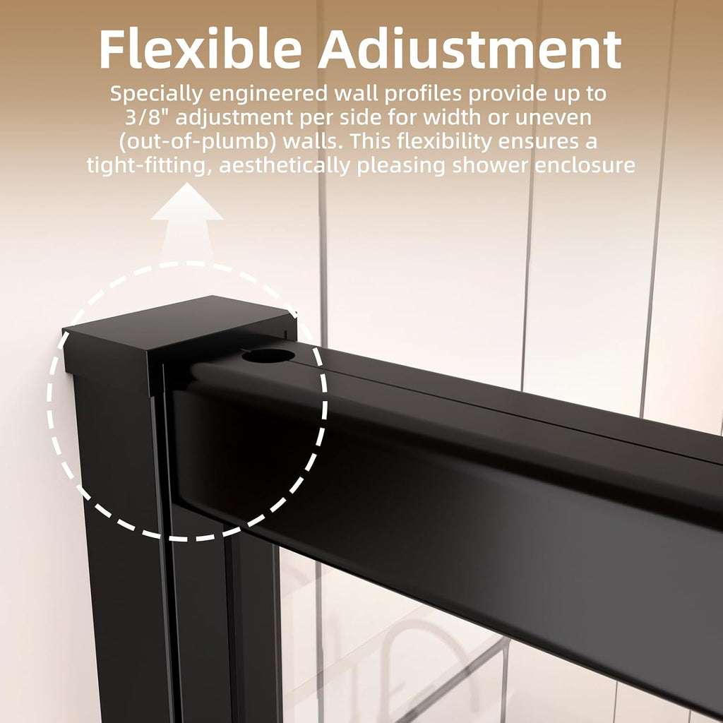 28-32' W x 72' H Pivot Glass Shower Door,Pivot Shower Door with 1/4'(6mm) Clear Glass,Mate Black
