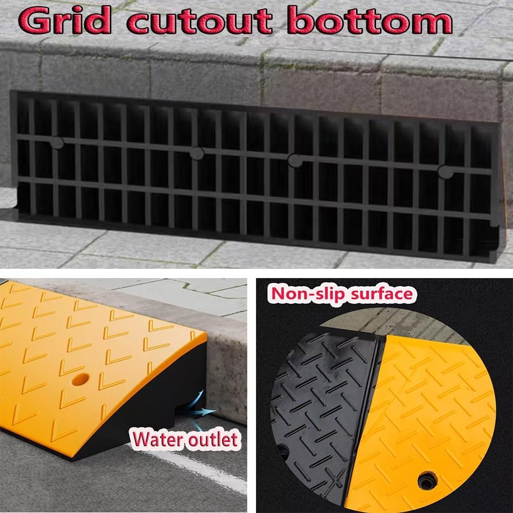 Heavy Duty Driveway Curb Ramps 2' 6' 4' Rise Rubber Wheelchair Ramp Doorway Threshold Ramp, Portable Kerb Ramp for Steps Sidewalk Warehouse(100x30x12 cm (39'x11.8'x4.7'))