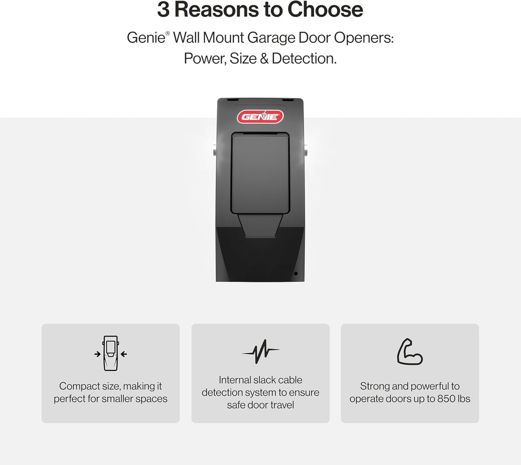 Genie 6072H-O Residential Wall Mounted Garage Door Opener, Black