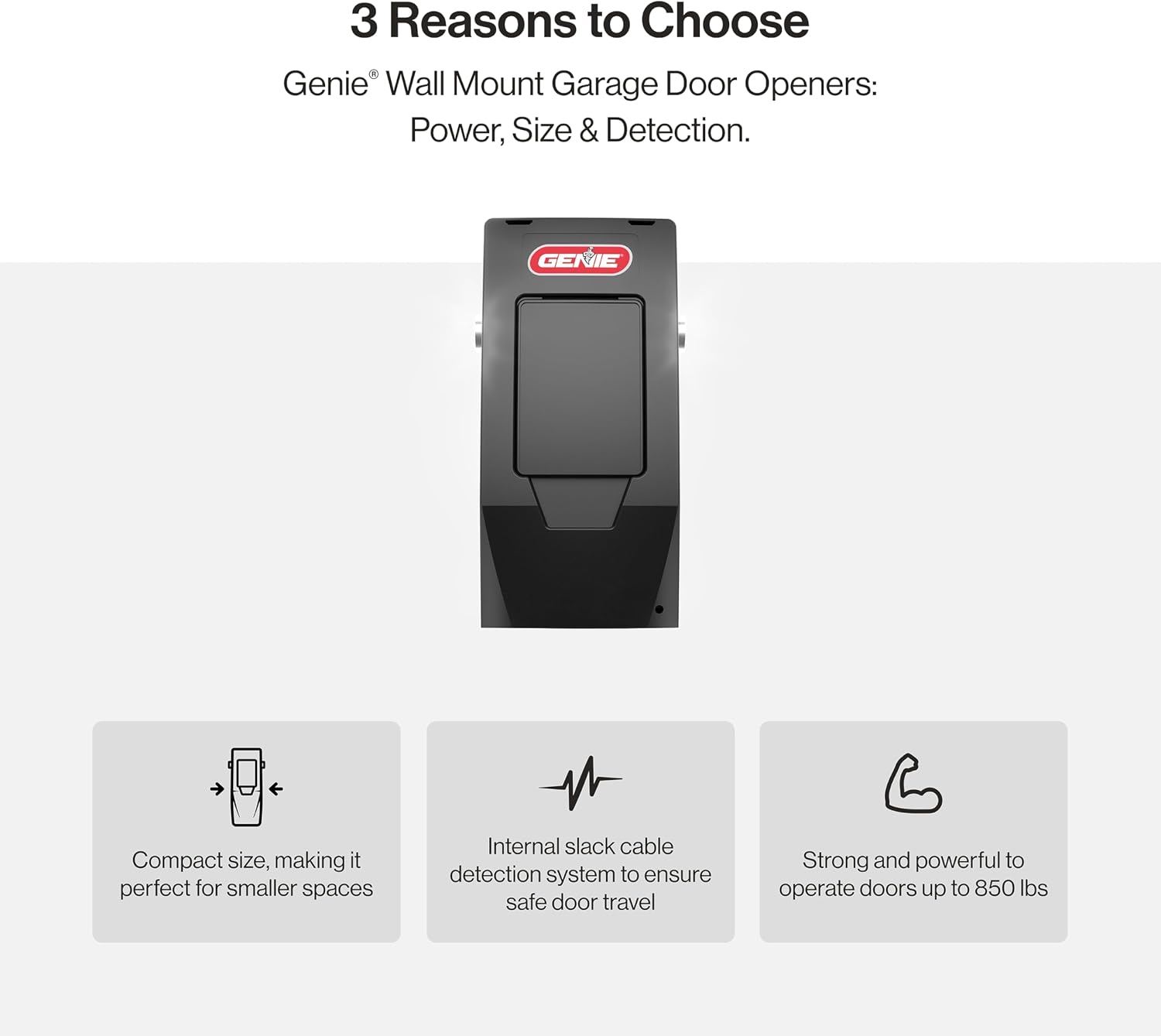Genie 6072H-O Residential Wall Mounted Garage Door Opener, Black