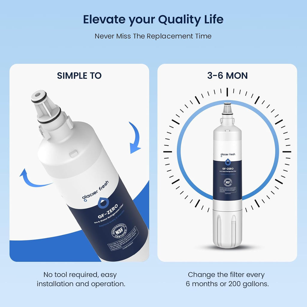GLACIER FRESH Replacement for 4204490 Water Filter and 7007067 Air Purification Cartridge Combo Pack, Compatible with Sub-Zero 4204490, 4290510 Water Filter, 7042798/7007067 Air Filter(3+3)