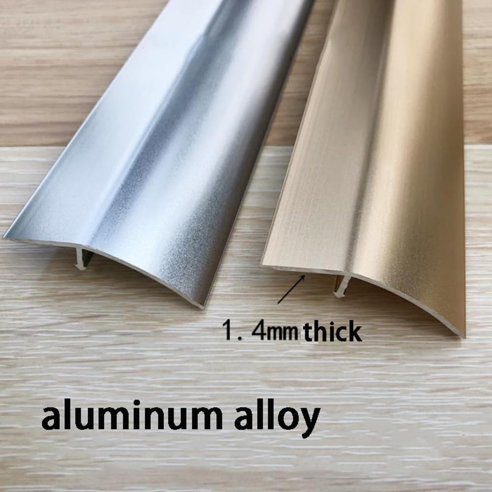 TOCTUS OUKEJNM 3Pcs Floor Transition Strip Wood to Tile, 35 Inch Threshold Ramp Self Adhesive for Doorways Wheelchair Kitchen Bedroom Bathroom Interior Metal Edge Trim, Aluminum(Silver White,5pcs)