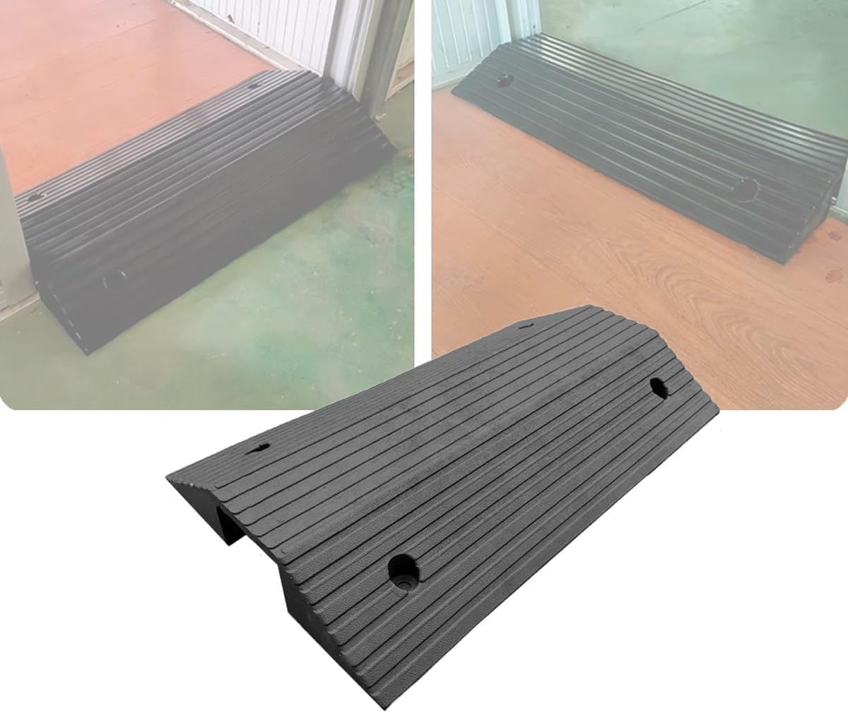 4 Inch Bridge Threshold Ramp Solid Rubber Wheelchair Ramp W/Non-Slip Surface, 3' Rise Driveway Ramps for Doorways, Entry, Walkers, Carts, Scooters(3' Rise/80x40x8cm)