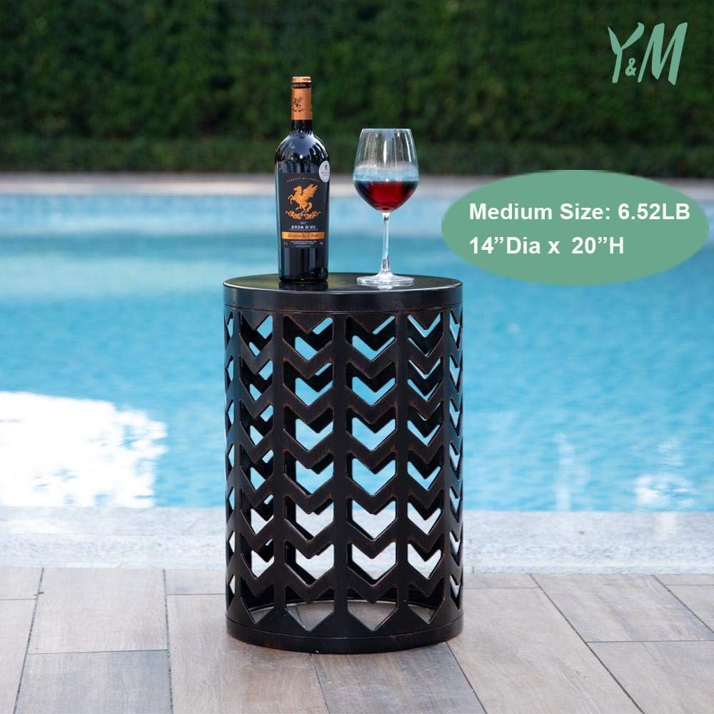 Y&M Nesting Side Table, Set of 3 Stacking Coffee Tables for Living Room End Tables, Outdoor Decorative Garden Stool with Heavy Duty Modern Industrial Decor - Black with Bronze (Ship from US)