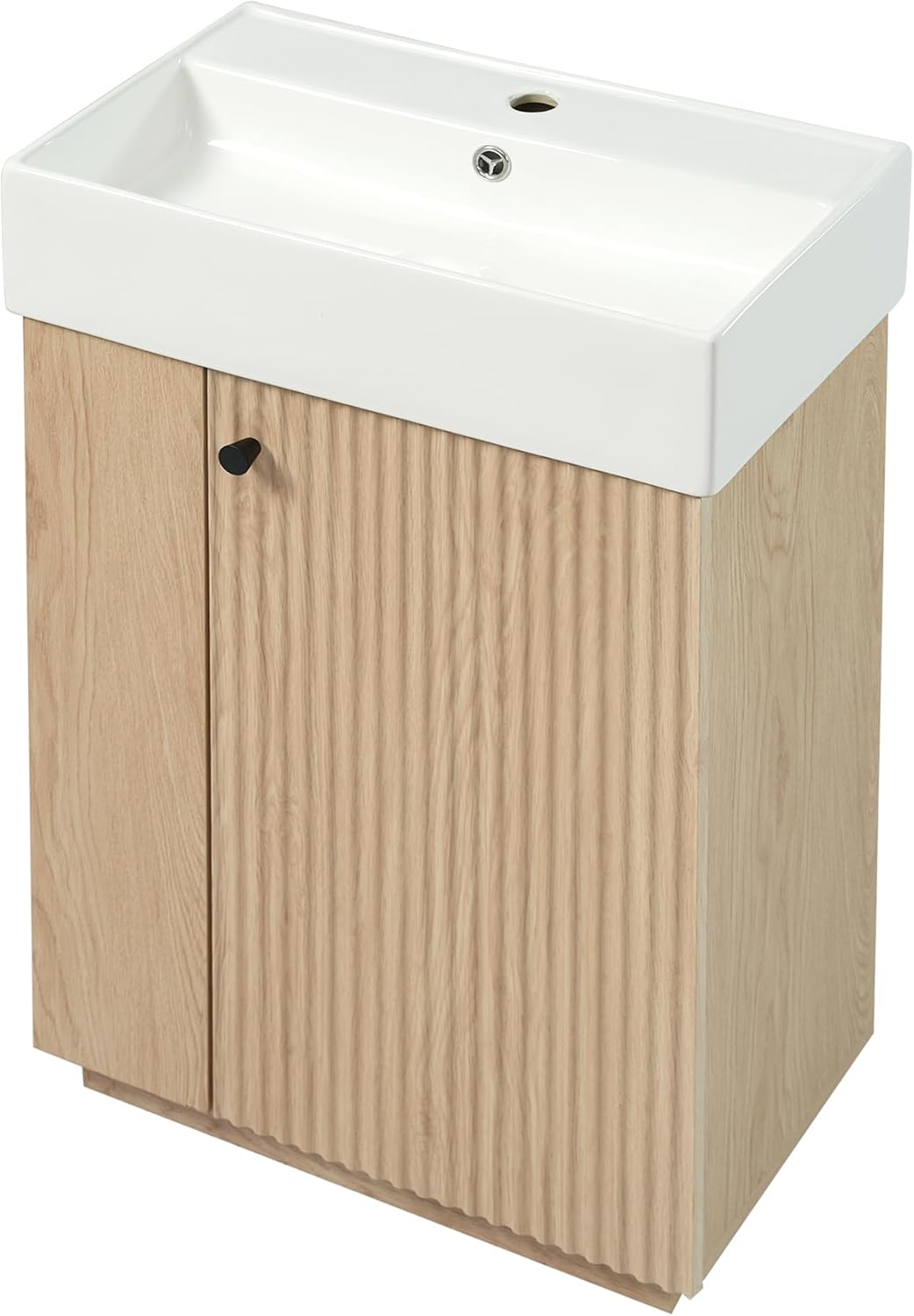 Space-Saving 21.6' Bathroom Vanity with Sleek Ceramic Sink, Freestanding Right Door MDF Cabinet - Perfect for Compact Bathrooms!