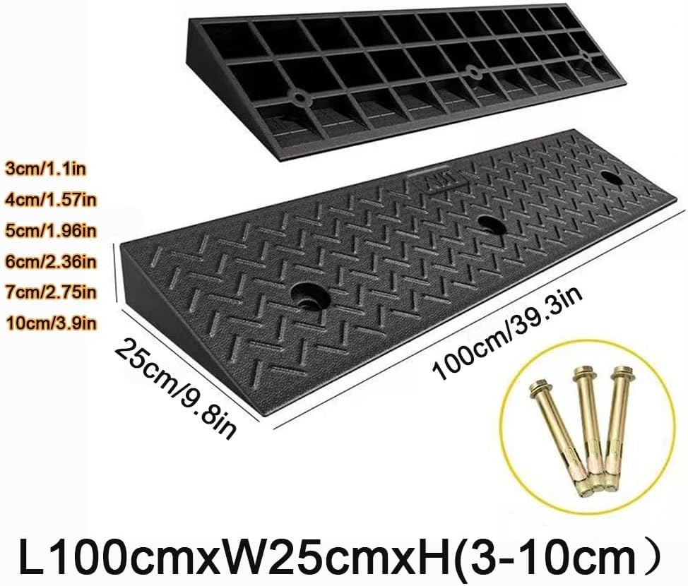 Driveway Ramps Rubber Curb Ramp Non-Slip Sidewalk Curb Ramps，2in 3in 4in 5in Rise Handicap Ramp，Heavy Duty Loading Ramps for Supermarket Factory Loading Dock(100x25x5cm/39.3x9.8x1.96in)