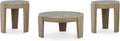 Signature Design by Ashley Guystone Casual Table Set with Faux Cement Melamine Tabletop, Set of 3, Light Brown & Light Gray