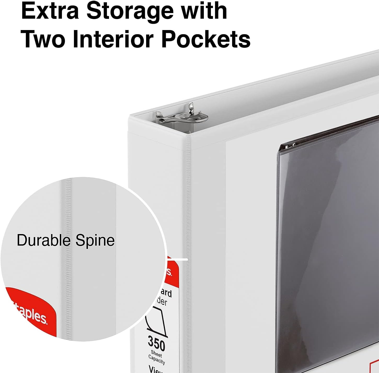 Staples 3‑Ring Binder, 1.5' D‑Ring, White, Mid‑Capacity Organizer for Home, Office & School, Holds up to 350 Sheets, 12‑Pack