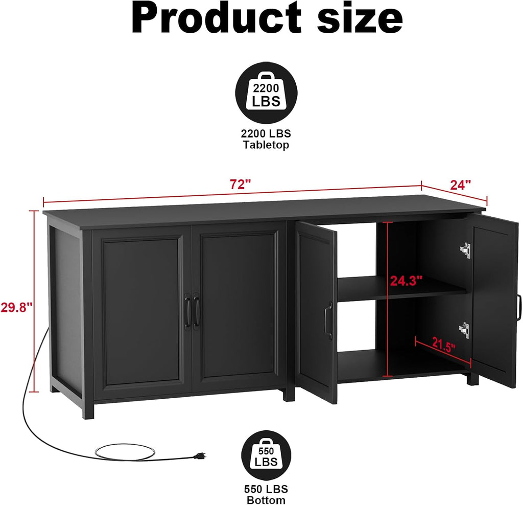 GDLF 180-200 Gallon Large Fish Tank Stand, Aquarium Stand with 72'*24' Tabletop Fits 125/150/180/200 Volumns Aquariums,2200LBS Capacity Heavy Duty