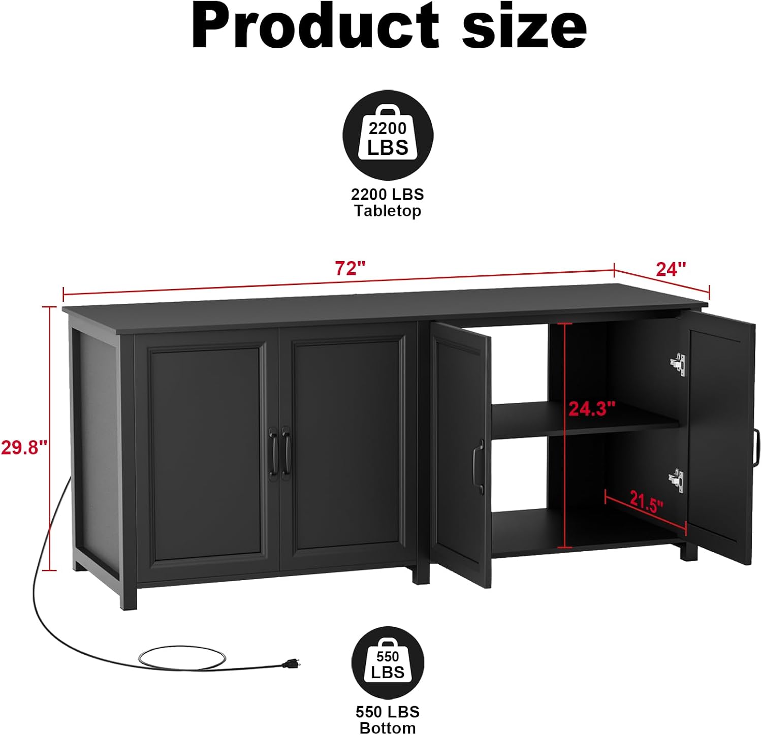 GDLF 180-200 Gallon Large Fish Tank Stand, Aquarium Stand with 72'*24' Tabletop Fits 125/150/180/200 Volumns Aquariums,2200LBS Capacity Heavy Duty