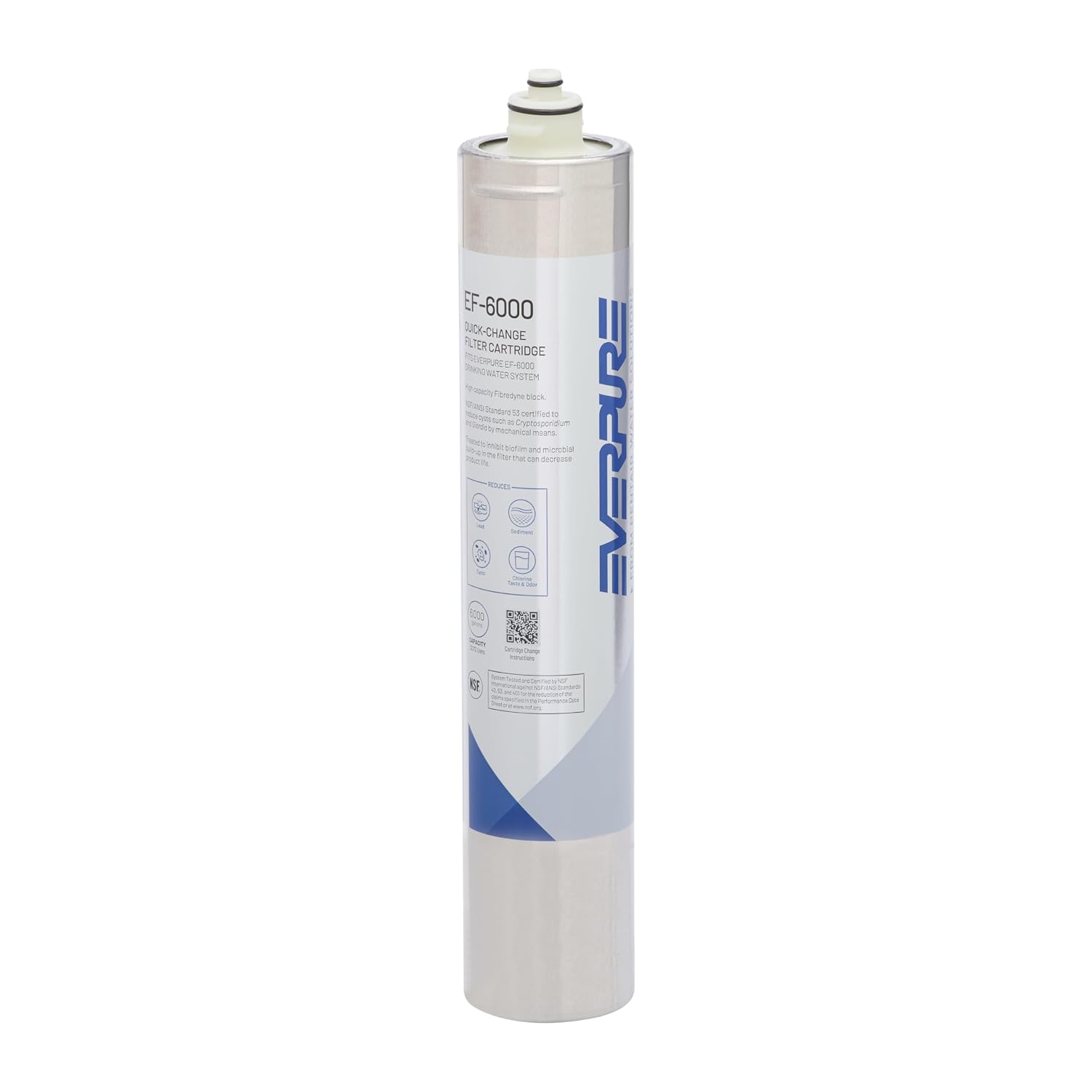 Pentair Everpure EF-6000 Quick-Change Filter Cartridge, EV985550, for Use in Everpure EF-6000 Full Flow Drinking Water System, 6,000 Gallon Capacity, 0.5 Micron
