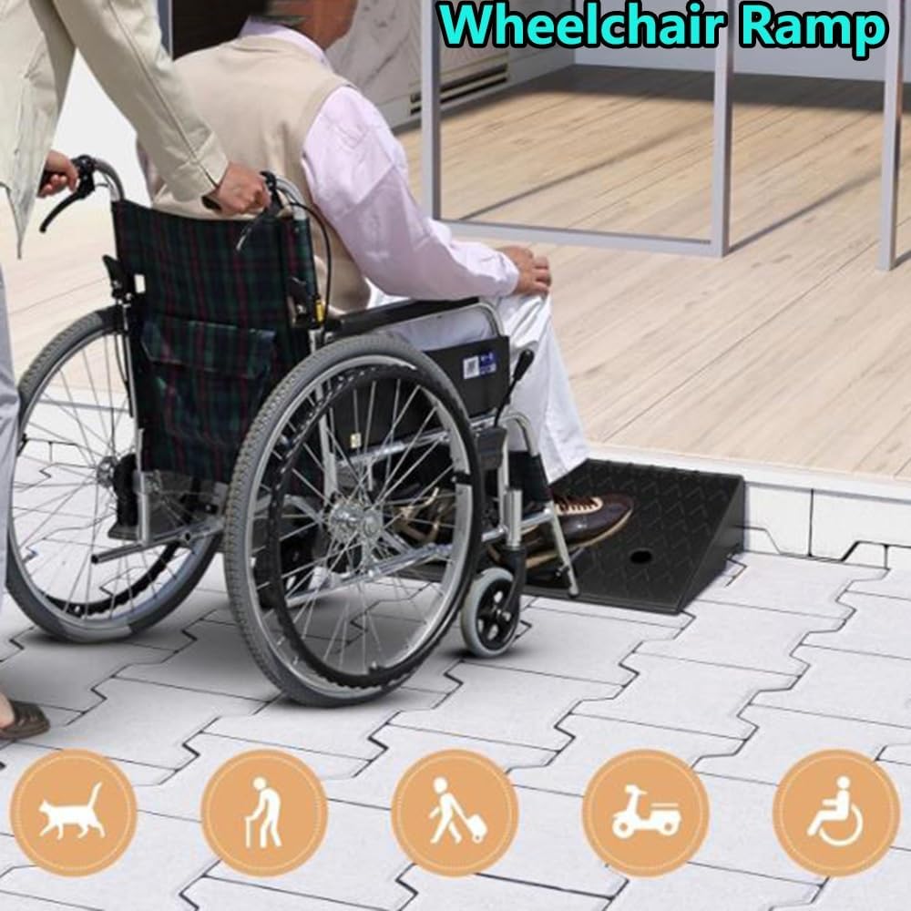 Rubber Wheelchair Ramp for Steps Sidewalk, 2' 4' 7' Rise Kerb Ramp, Portable Driveway Curb Ramps Handicap Ramps for Home Dock Garage Shed Ramps(50x80x10 cm)