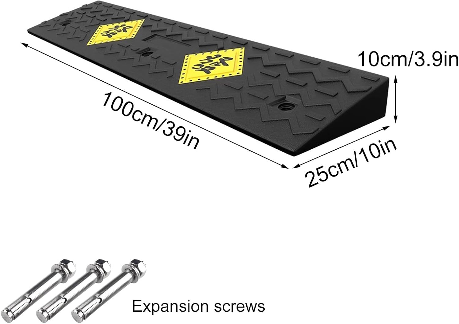 Auto Curb Ramps, Rubber Ramp, 1.6-5.9 In Rise Height Driveway Ramp, Door Threshold Ramp, for Driveway, Loading Dock, Sidewalk, Car, Scooter, Bike, Motorcycle, Wheelchair, Golf Cart(100*25*10c
