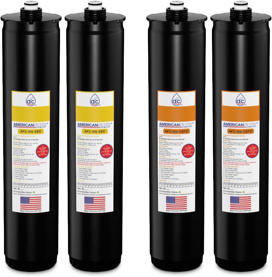 American Filter Company® Model # AFC-KN-YO-2PK Replacement Water Filters, Compatible with Kinetico® K2 Or K5 Cartridge Set (Part # 9309A & 9306B) Yellow/Orange-1 Year Pack