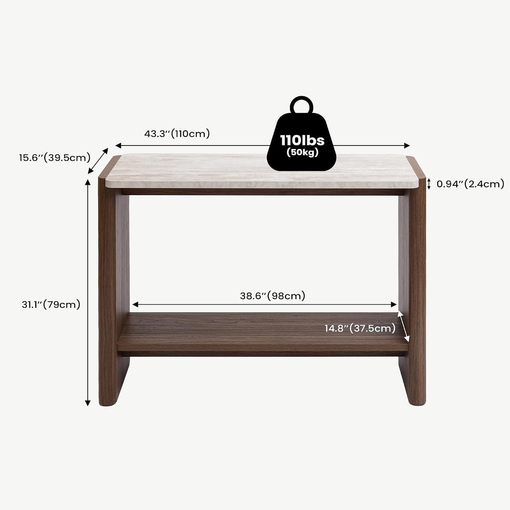 HOMPUS 4-Piece Farmhouse Table Set Includes: 31.5' Coffee Table, Two 17.7' Side Tables & 43.3' Entryway Console Table, Modern Living Room Table Sets for Hallway, Office, Bedroom, Home