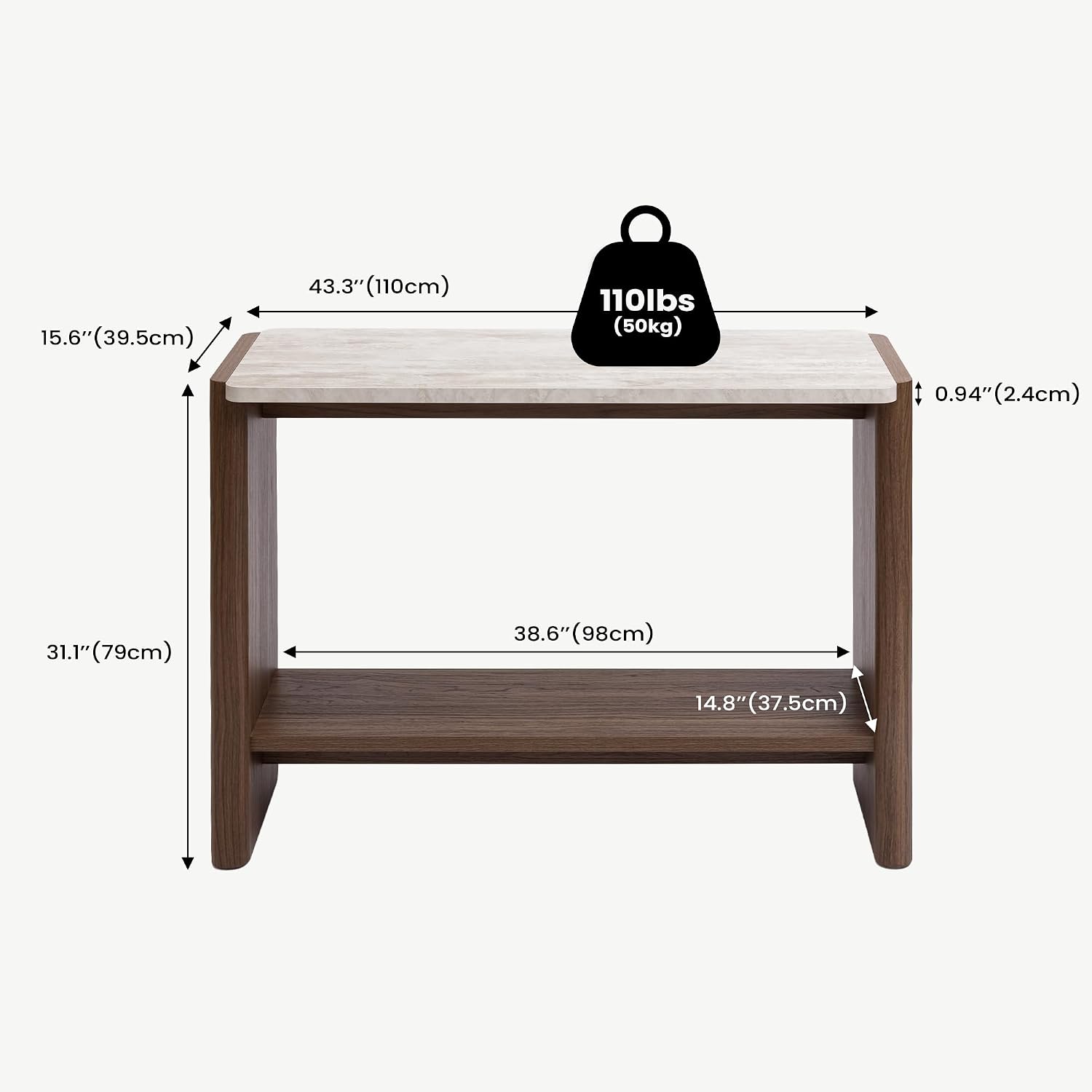 HOMPUS 4-Piece Farmhouse Table Set Includes: 31.5' Coffee Table, Two 17.7' Side Tables & 43.3' Entryway Console Table, Modern Living Room Table Sets for Hallway, Office, Bedroom, Home