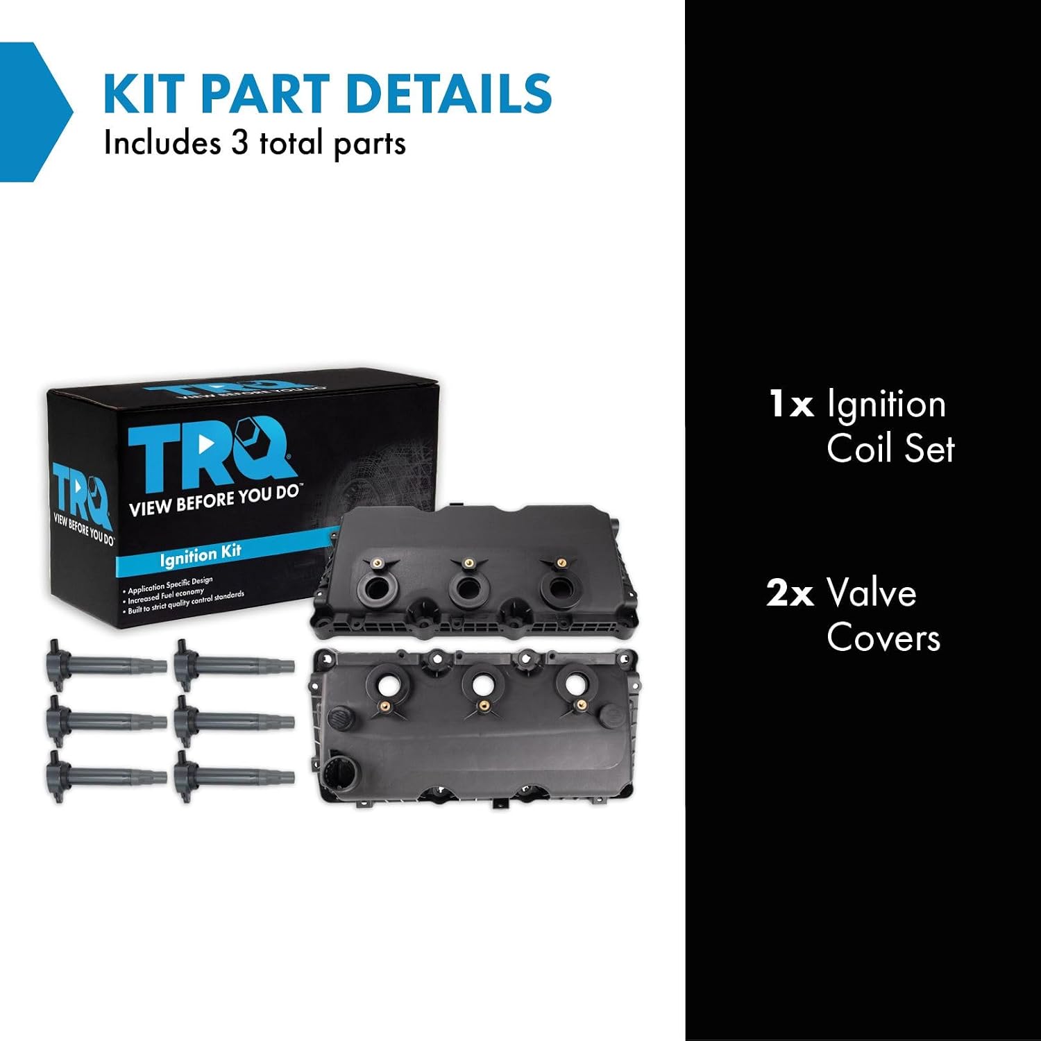 TRQ Ignition Coil Kit 8 Piece Valve Cover Compatible with 2007-2010 Chrysler 300 Sebring Town & Country Pacifica Dodge Charger Avenger Grand Caravan Magnum Nitro Challenger Journey