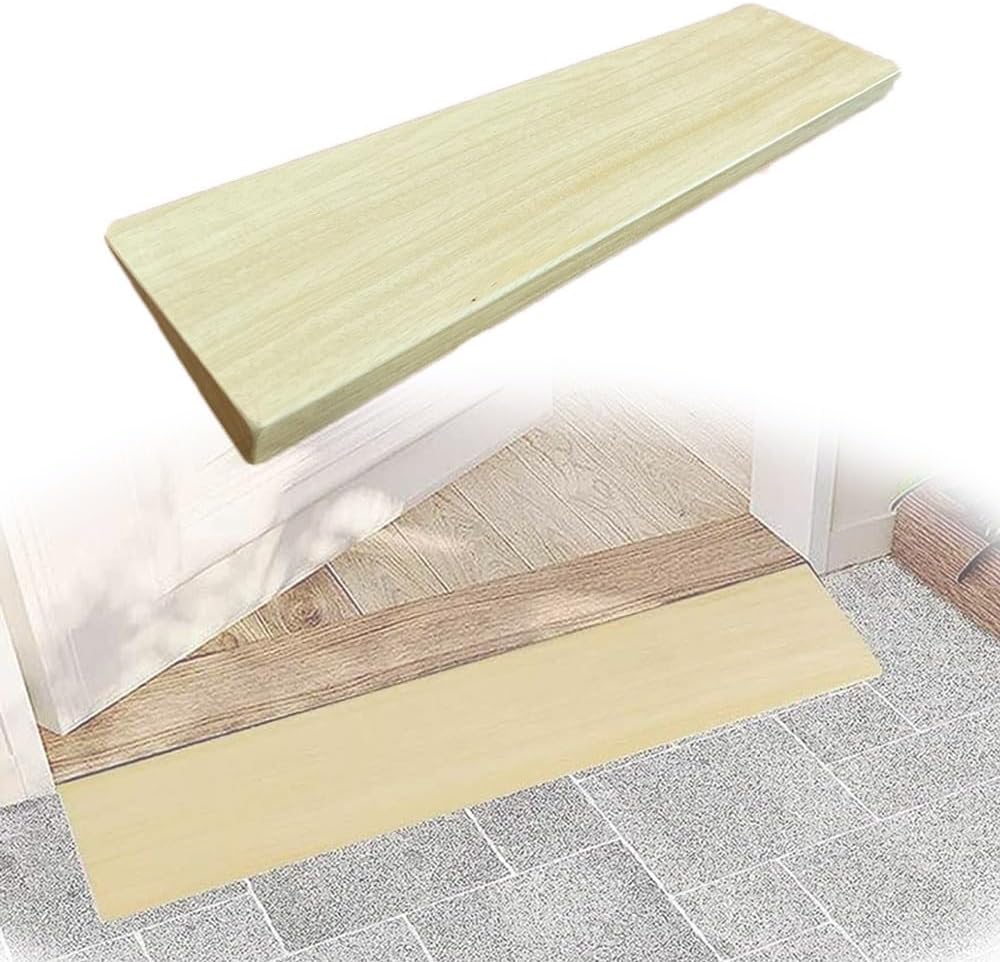 1' 2' Rise Threshold Ramps for Doorways, Solid Wood Wheelchair Ramps, Lightweight Portable Curb Ramp Handicap Ramp for Indoor/Outdoor Steps(80x20x4cm/31x8x1.6in)