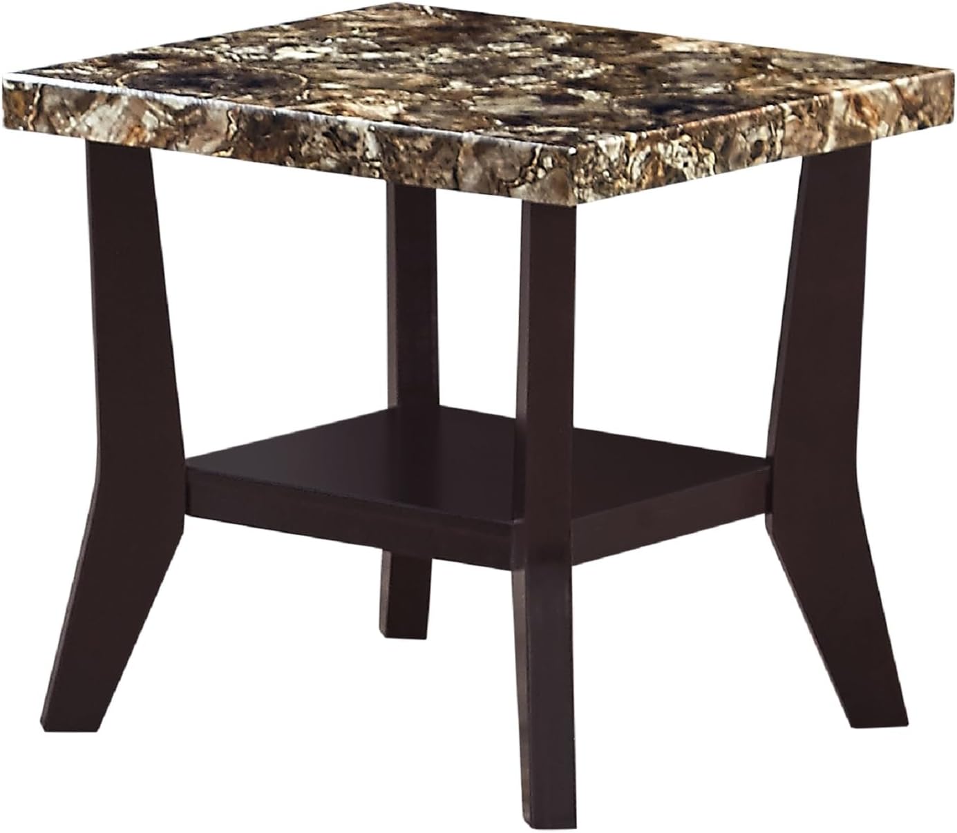 Faux Marble Coffee Table 3-Piece Set Rectangular Coffee Table with Two Matching End Tables MDF Wooden Base Built-in Storage Shelves Contemporary Brown for Living Room