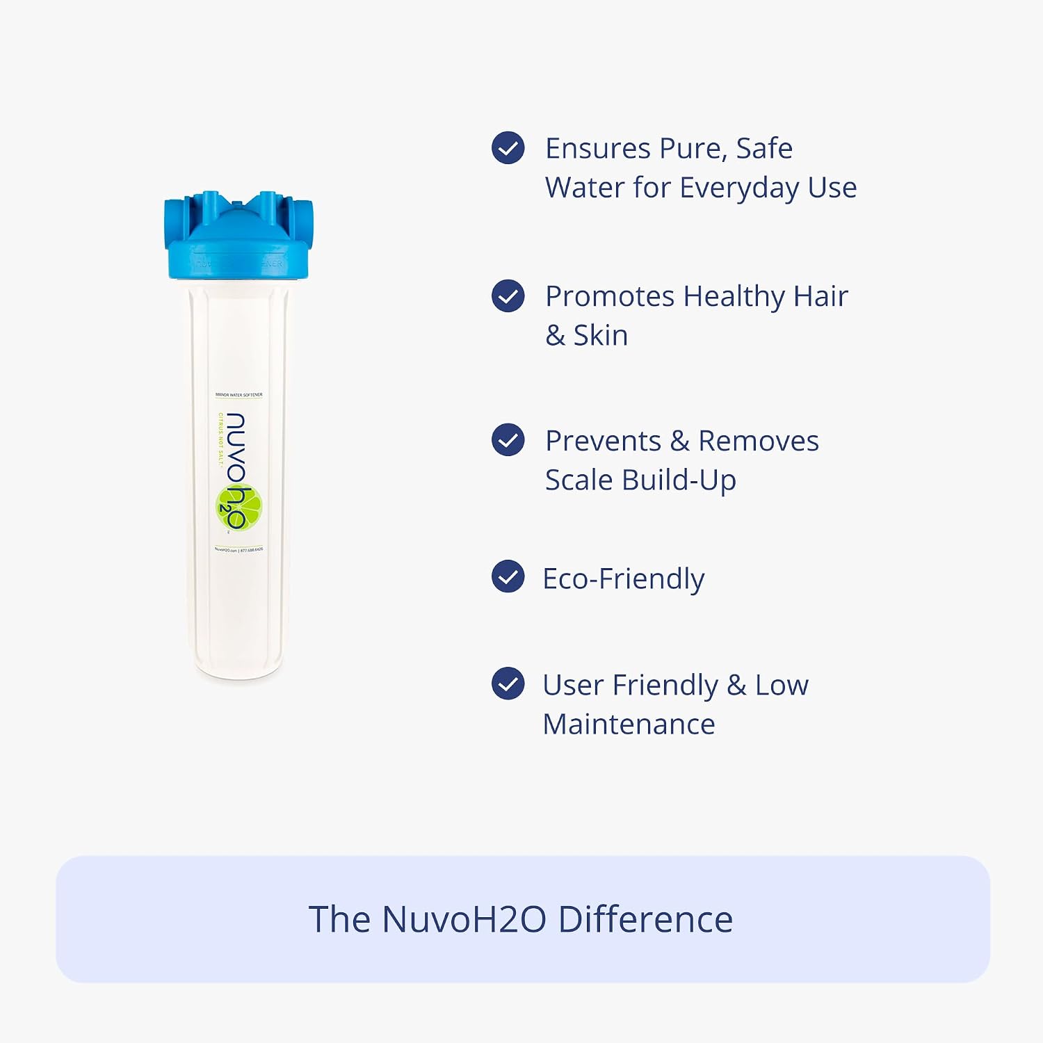 NuvoH2O Replacement Cartridge for Whole Home System, Advanced Citrus Filtered, Salt-Free Water Filter System + Water Softener – Healthy & Pure Water – Removes Hard Water Build Up