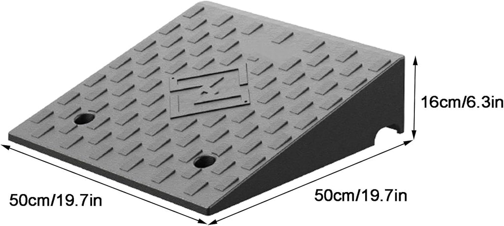 Curb Ramp, 1.6' to 8' Rise Threshold Ramps for Doorways, 22000lbs Heavy Duty, for Forklifts, Trucks, Buses, Cars, Wheelchairs, Bikes(50x50x16cm/19.7x19.7x6.3in)