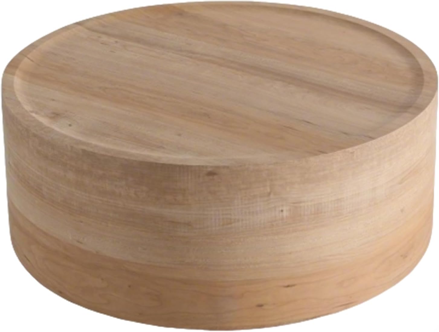 Modern Drum Coffee Table Natural Wood Color Coffee Tables Round Center Table for Living Room Home Office,31.5'- Fully Assembled