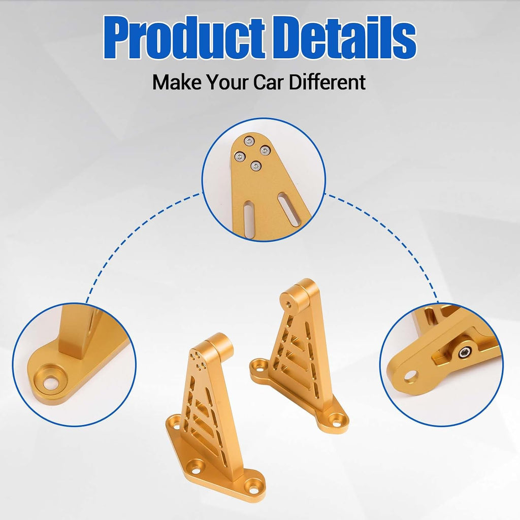Engine Hinge Replacement Compatible with Chevrolet Corvette C8 2020-2026, Aluminum Rear Hood Lift Supports Shock Struts Base Replacement Kit 2Pcs (Yellow)