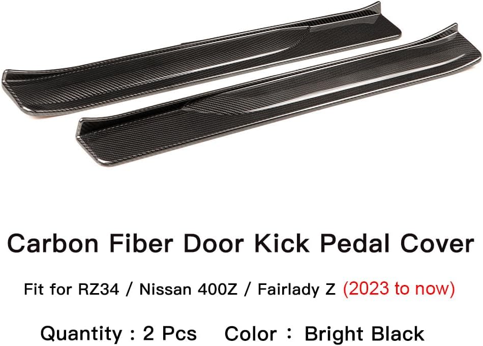 JSWAN 2pcs Carbon Fiber Door Edge Guards Door Sill Protector Fit for Nissan Z RZ34 400Z Fairlady Z (2023 2024 2025 up) Door Threshold Protection Door Pedal Kick Panel Strip Cover