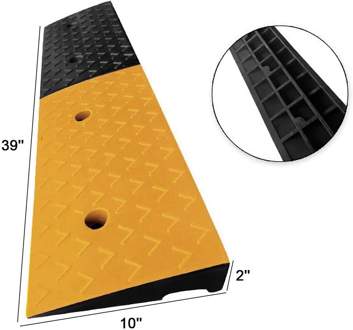 2 Pack Rubber Curb Ramp 2' Rise – Heavy Duty Driveway Threshold Ramp for Car, Motorcycle, Scooter, Bike, 39' x 10' x 2', 22000lbs Capacity, Non-Slip, Loading Dock Use