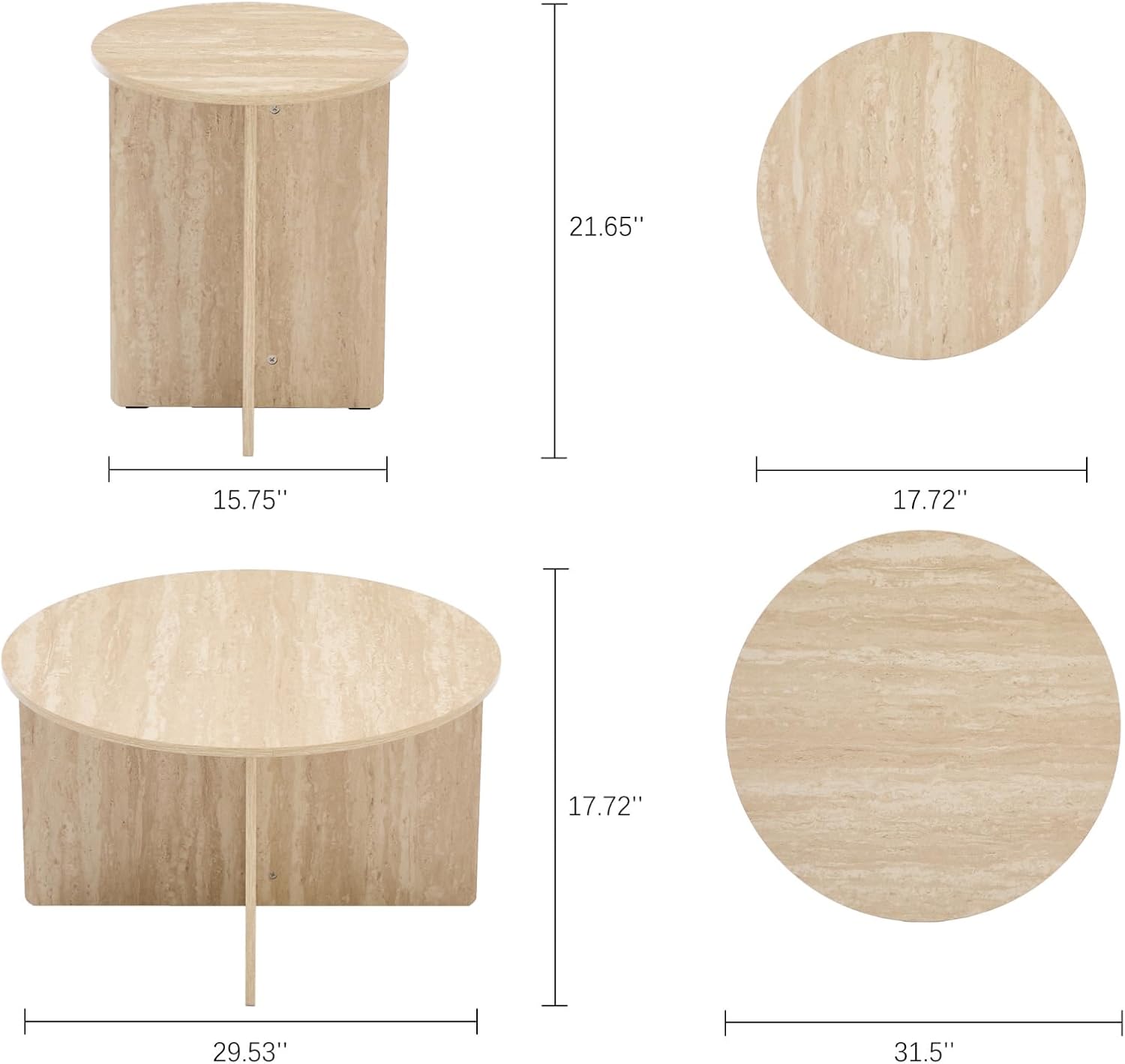 Round Coffee Table for Small Space, with a Strong X-Frame Base Modern Coffee Table for Living Room, Footpads Prevent Scratching The Floor