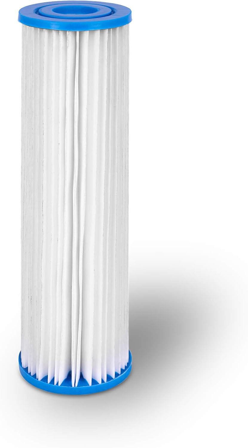 Pleated Sediment Water Filter Cartridge 9.87'x 2.5' Amplified Surface Area, Removes Sand, Dirt, Rust, Extended Filter Life WELL-MATCHED with WHKF-WHPL, 801-50, WB-50W, WFPFC3002, SPC-25-1050 (50 Pack)