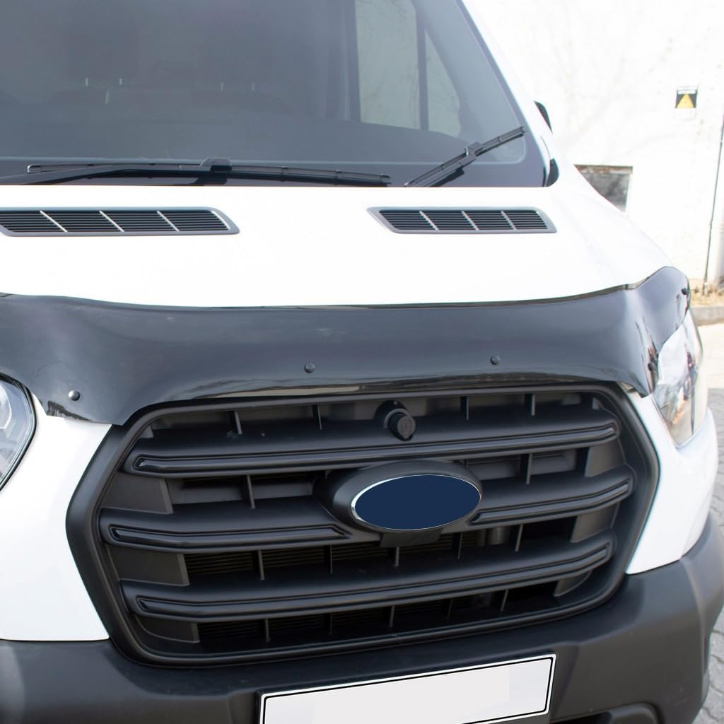 Bonnet Protector for Ford Transit 2018–2024 – Piano Black Hood Deflector Bug Shield Stone Guard – Custom Fit Front Protection