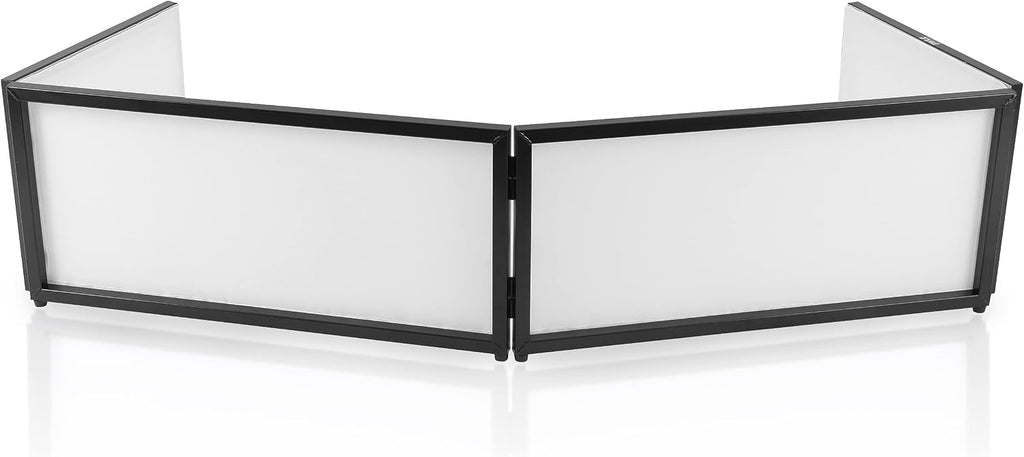 Pyle DJ Booth Foldable Cover Screen - Portable 5.6 ft Tabletop Event Facade Front Board Video Light Projector Display Scrim Panel -Folding Steel Frame Panel Stand, Stretchable Lycra Spandex PDJFAC02