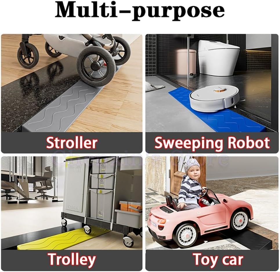 Portable Threshold Ramp for Doorways, Non-Slip Rubber Wheelchair Ramp 1' 2' 3' 4 Inch Rise Home Step Mat Cuttable Shed Ramp for Driveways Curb Garage Entrance(Gray,Height 4CM/1.57IN)